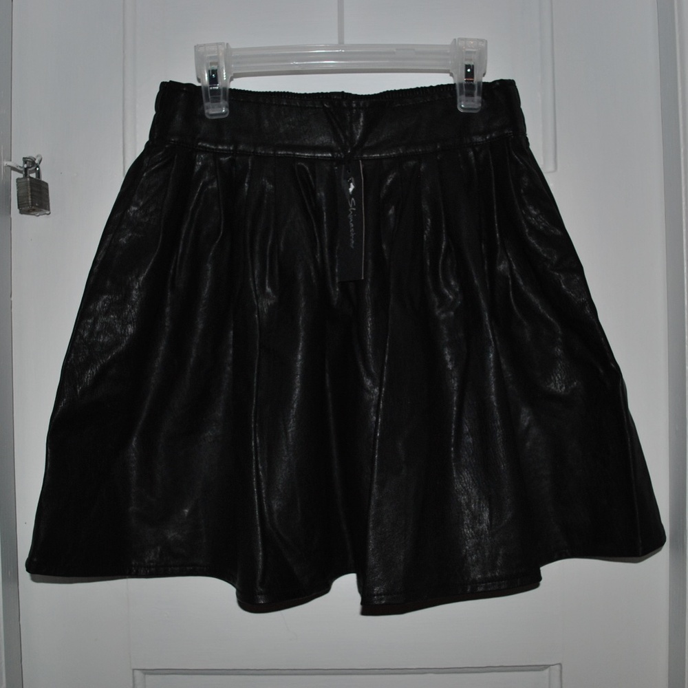 Shinestar Black Faux Leather Skater skirt